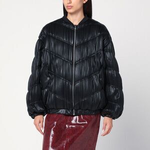 Rotate Birger Christensen Black Pleated Bomber With Zip Women